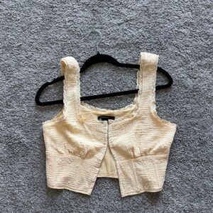 Forever 21 Cream Textured Crop Top